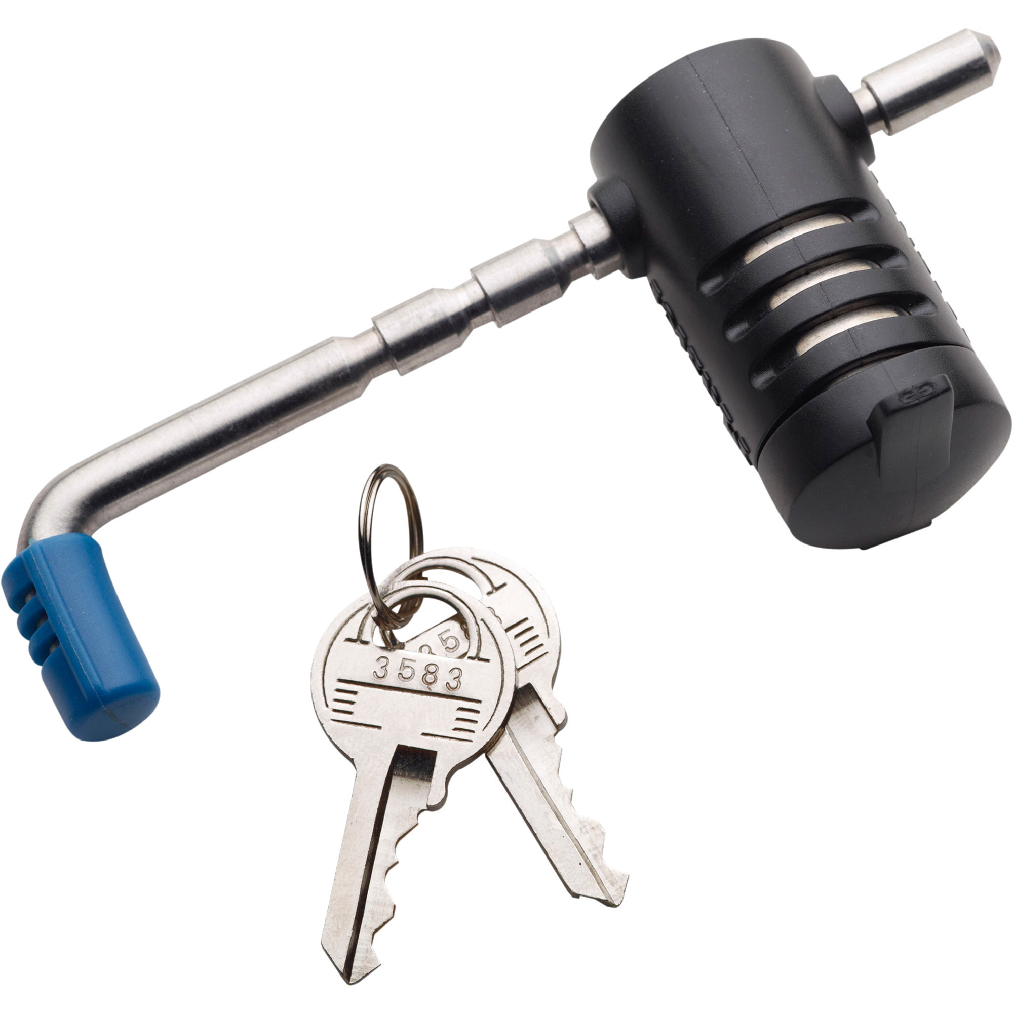 Master Lock 9/16in. to 2 3/4in. Long Adjustable Stainless Steel Trailer Coupler Latch Lock, Model# 2847DAT